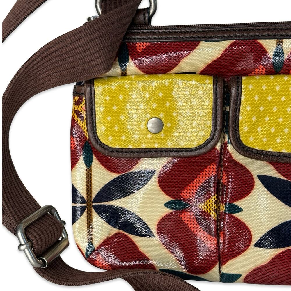 Fossil Retro Floral Crossbody Bag Mod 60s Print Coated Canvas Adjustable Strap - Picture 11 of 14